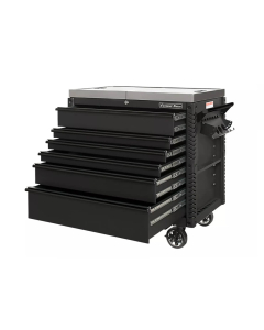 Extreme Tools EX4106TCS EX Series 41" W x 25-3/4" D x 44" H 6 Drawer Stainless Steel Sliding Top Tool Carts With Bumpers (Shown in Matte Black With Black Drawer Pulls)