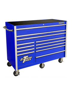 Extreme Tools RX552512RC RX Series 55" W x 25" D x 46" H 12 Drawer Roller Cabinets (Shown in Blue With Chrome Drawer Pulls & Trim)
