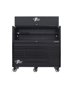 Extreme Tools RX7220HR RX Series 72" W x 25" D x 69-1/4" H Professional Hutch & 19 Drawer Roller Cabinet Combos (Shown in Matte Black With Black Drawer Pulls)