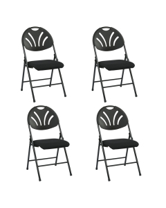 Office Star Work Smart 300 lb. 4-Pack Plastic-Back Mesh Folding Chair (Shown in Black / Black Frame)