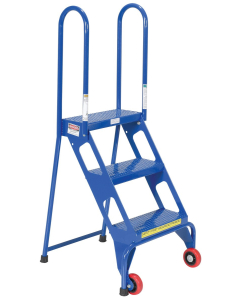 Vestil 30.25" 3-Step Steel Folding Ladder with Wheels