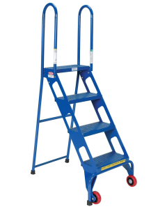 Vestil 39.87" 4-Step Steel Folding Ladder with Wheels