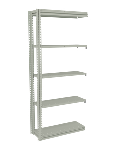 Tennsco 36" W x 12" D 5-Shelf Steel Shelving Open-Back Adder Unit for Z-Line Shelving, Light Grey