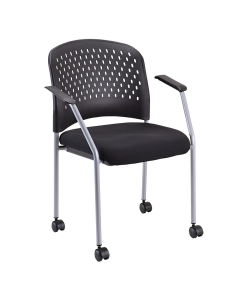 Eurotech Breeze Plastic-Back Fabric Low-Back Guest Chair with Casters (Shown in Grey)