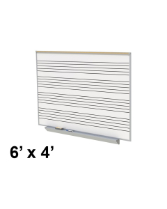 Ghent GA2M46-MS 6 ft. x 4 ft. Music Staff Graphic Porcelain Whiteboard with Box Tray