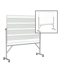 Ghent Graphic Music Staff 1-Side 6' x 4' Porcelain Magnetic Reversible Mobile Whiteboard
