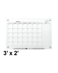 Quartet Infinity 3' x 2' Monthly Calendar Glass Whiteboard, Magnetic