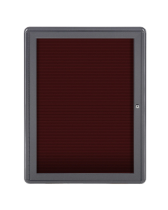 Ghent Ovation 2' x 3' Pin-On Enclosed Letter Board, Burgundy (Shown with Grey Frame)
