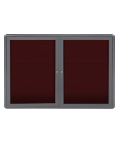 Ghent Ovation 4' x 3' Pin-On Enclosed Letter Board, Burgundy (Shown with Grey Frame)