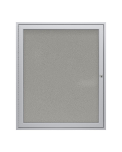 Ghent 18" x 24" 1-Door Satin Aluminum Frame Enclosed Vinyl Bulletin Board, Silver (Shown in SIlver)
