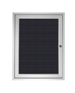 Ghent 1-Door Satin Aluminum Frame Enclosed Vinyl Letterboard, Black