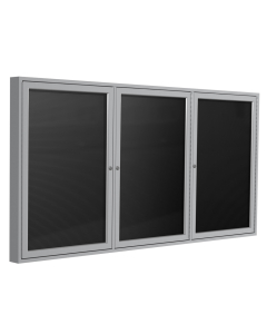 Ghent Outdoor 6' x 4' Pin-On Enclosed Vinyl Letter Board, Black/Silver