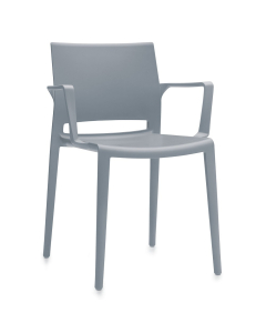 Global Bakhita Poly Plastic Stacking Chair with Arms (Shown in Grey)
