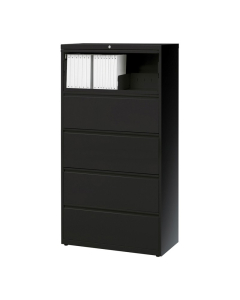 Mayline 5-Drawer & 36" Wide Lateral File Cabinet, Letter & Legal (Shown in Black)