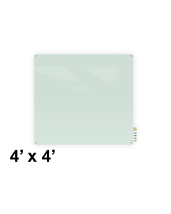 Ghent HMYRN44FR Harmony 4 x 4 Radius Corners Frosted Non-Magnetic Glass Whiteboard