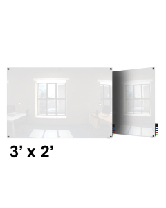 Ghent HMYSM23 Harmony 3 x 2 Square Corners Colored Magnetic Glass Whiteboard - Shown in White