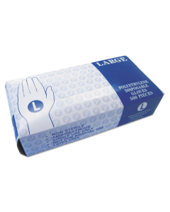 Inteplast Embossed Polyethylene Disposable Gloves, Large, Powder-Free, Clear, 2000/Pack