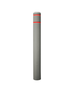 IdealShield 1/8" Thick Flat Top 6" Bollard Cover with Reflective Red Stripes 67" H (Shown in Grey)