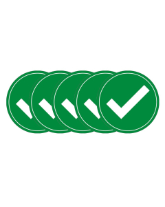 National Marker Round Adhesive Vinyl Green Check Mark Sign Decals, Pack of 5