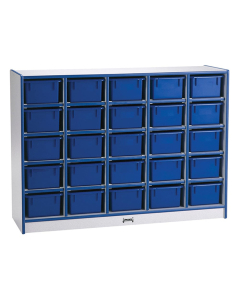 Jonti-Craft Rainbow Accents 25 Cubbie-Tray Mobile Classroom Storage with Trays (blue)