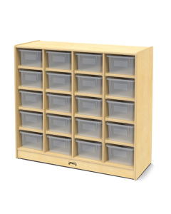 Jonti-Craft 20 Cubbie-Tray Mobile Classroom Storage Unit with Clear Trays