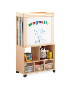 Jonti-Craft Script-n-Skills 30" W Magnetic Dry Erase & Flannel Board Mobile Big Book Easel (Front Magnetic Dry Erase Board Shown)