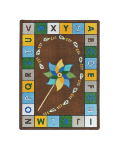 Joy Carpets Alphabet Pinwheel Classroom Rug, Earthtone