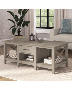 Bush Furniture Key West Coffee Table with Storage, Washed Gray