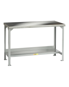 Little Giant Stainless Steel Top Workbenches with Lower Shelf 4000 to 5000 lb Capacity (Shown in Fixed Height)