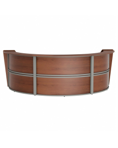 Linea Italia 142" W Curved 3-Section Office Reception Desk (Shown in Cherry)