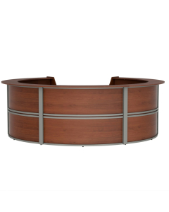 Linea Italia 142" W Curved 5-Section Office Reception Desk (Shown in Cherry)