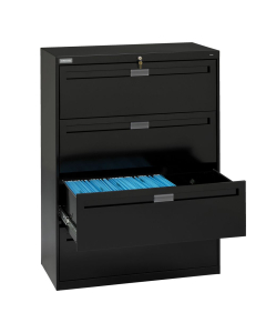 Tennsco 4-Drawer 36" Wide Lateral File Cabinet, Letter & Legal, Black