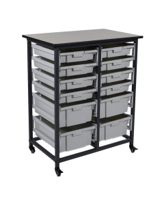 Luxor 38" H 12-Drawer Mobile Small & Large Plastic Storage Unit with Bins (Shown in Grey)