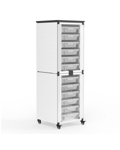 Luxor 58" H Modular Classroom Storage Cabinet, 2 stacked modules with 12 small bins