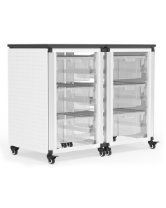 Luxor 29" H Modular Classroom Storage Cabinet, 2 side-by-side modules with 6 large bins