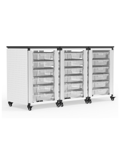 Luxor 29" H Modular Classroom Storage Cabinet, 3 side-by-side modules with 18 small bins