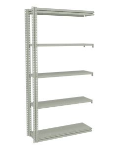 Tennsco 42" W x 12" D 5-Shelf Steel Shelving Open-Back Adder Unit for Z-Line Shelving, Light Grey