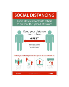 National Marker 14" x 10" Plastic Social Distancing Safety Signs (Removable Adhesive Vinyl model shown)