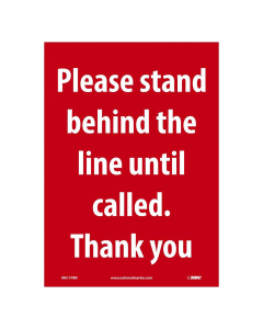 National Marker 14" x 10" Stand Behind the Line Safety Signs (Removable Adhesive Vinyl model shown)