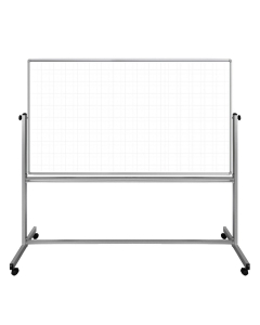 Luxor 72" x 40" Grid Line Painted Steel Magnetic Mobile Reversible Whiteboard