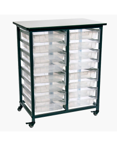 Luxor 38" H 16-Drawer Mobile Small Plastic Storage Unit with Bins (Shown in Clear)