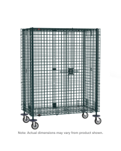 Metro Super Erecta 68" H Security Cart With 4 Swivel Casters, Plated Horn, Metroseal Green Epoxy