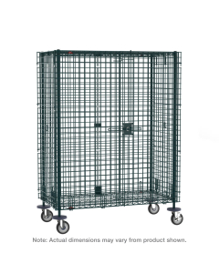 Metro Super Erecta 68" H Security Cart With 2 Swivel Casters, 2 Brake, Plated Horn, Metroseal Green Epoxy