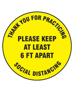 Accuform Slip-Gard 12" Social Distancing Floor Sign Decal (Shown in Yellow)