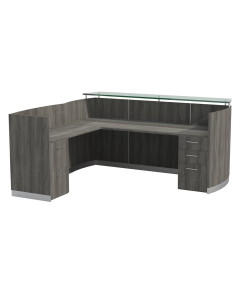 Mayline Medina MNRSLBF 87" W L-Shaped Reception Desk with Pedestals (Shown in Grey)