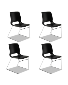 HON Motivate High-Density Plastic Stacking Chair, Black, 4-Pack