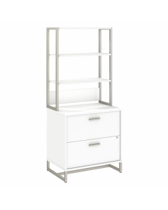 Bush Furniture Method 2-Drawer Lateral File Cabinet with Hutch, White