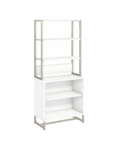 Bush Furniture Method Bookcase with Hutch, White