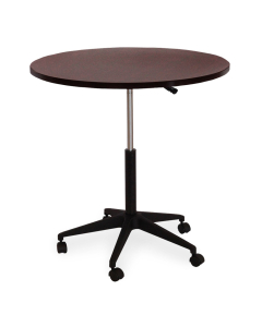 Boss 32" Round Mobile Height Adjustable Table, Mahogany