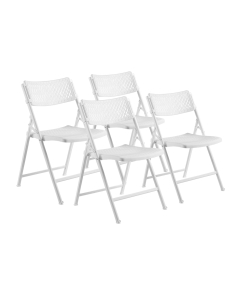NPS Airflex Series Premium Polypropylene Folding Chair, 4-Pack, White